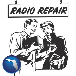 a vintage radio repair shop - with Florida icon