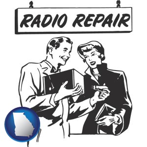a vintage radio repair shop - with Georgia icon