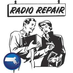 a vintage radio repair shop - with Massachusetts icon