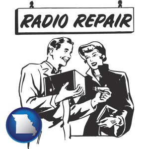 a vintage radio repair shop - with Missouri icon