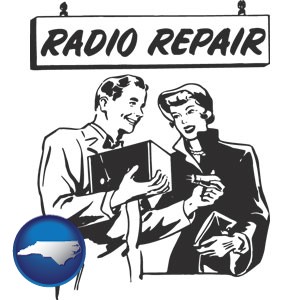 a vintage radio repair shop - with North Carolina icon