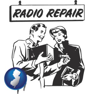 a vintage radio repair shop - with New Jersey icon