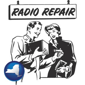a vintage radio repair shop - with New York icon