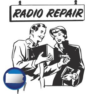 a vintage radio repair shop - with Pennsylvania icon