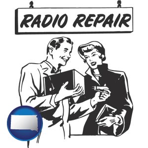 a vintage radio repair shop - with South Dakota icon