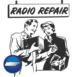 a vintage radio repair shop - with Tennessee icon