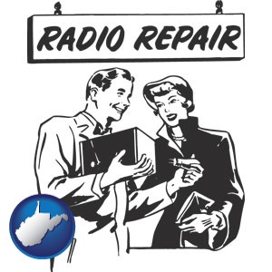 a vintage radio repair shop - with West Virginia icon